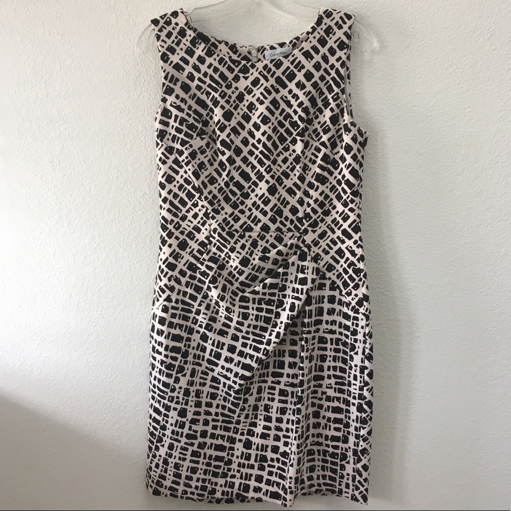 CALVIN KLEIN Cream Pebble Printed Dress